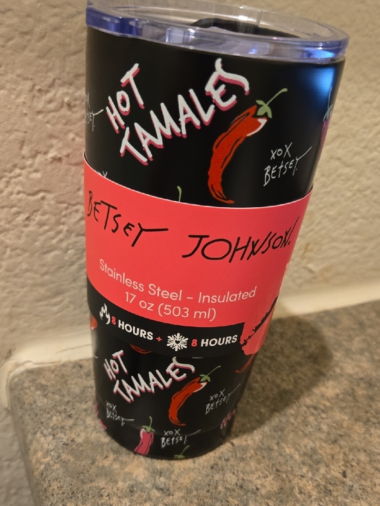 Betsey Johnson Other - Betsey Johnson Black Tumbler with Red Chili Pepper & Pink Accent 17oz Nwt
